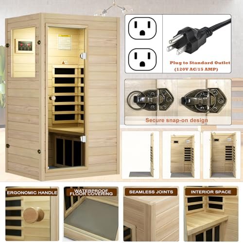 Kanlanth 1 Person Mini Infrared Sauna - Premium European Aspen Wood
